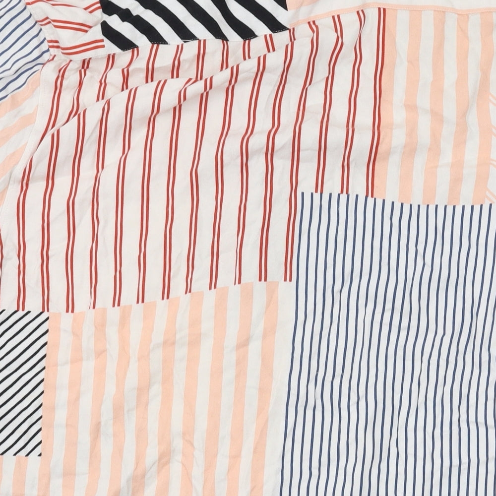 Zara Mens Multicoloured Striped Cotton Button-Up Size S Collared Button