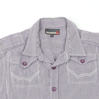 Duck and Cover Mens Purple Check Cotton Button-Up Size M Collared Button