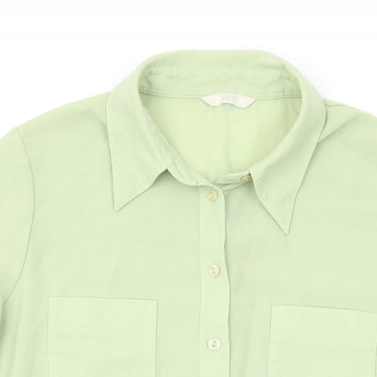 Marks and Spencer Womens Green Viscose Basic Button-Up Size 16 Collared