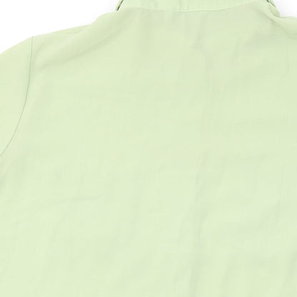 Marks and Spencer Womens Green Viscose Basic Button-Up Size 16 Collared