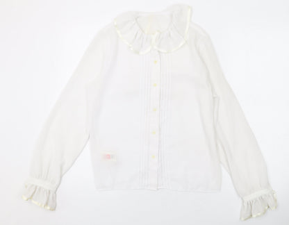 Womens UK Size 12 Marks and Spencer White Basic Button-Up