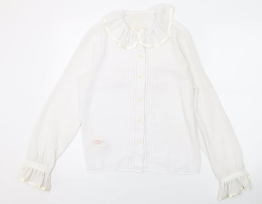 Womens UK Size 12 Marks and Spencer White Basic Button-Up