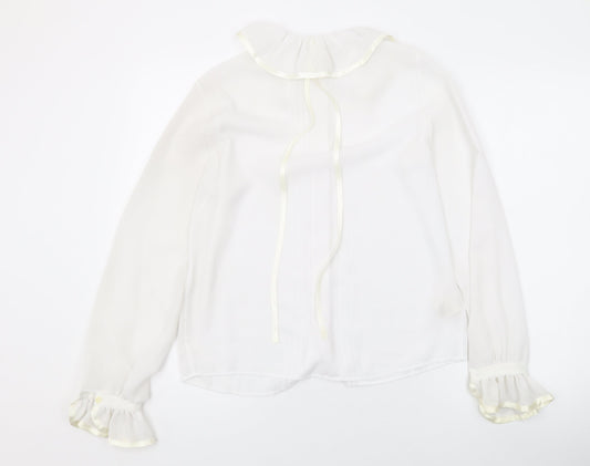 Womens UK Size 12 Marks and Spencer White Basic Button-Up