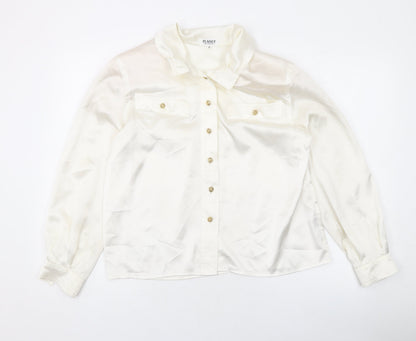 Womens UK Size 12 Planet Ivory Basic Button-Up