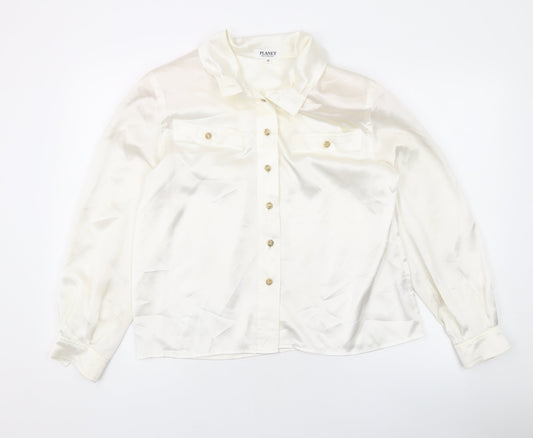Womens UK Size 12 Planet Ivory Basic Button-Up