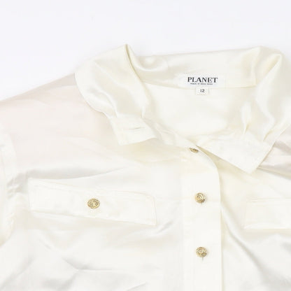 Womens UK Size 12 Planet Ivory Basic Button-Up