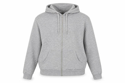Front view of ASOS women’s grey cotton full zip hoodie, size UK 10, zip