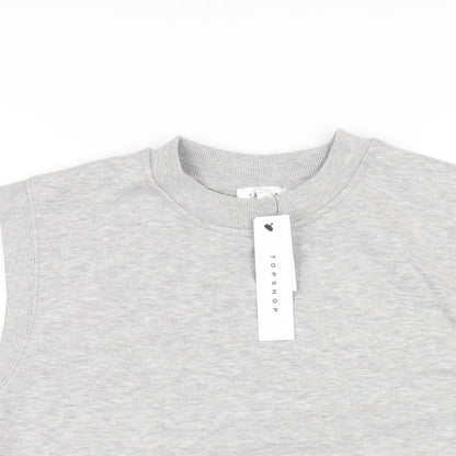 Topshop Womens Grey Polyester Pullover Sweatshirt Size XS Pullover