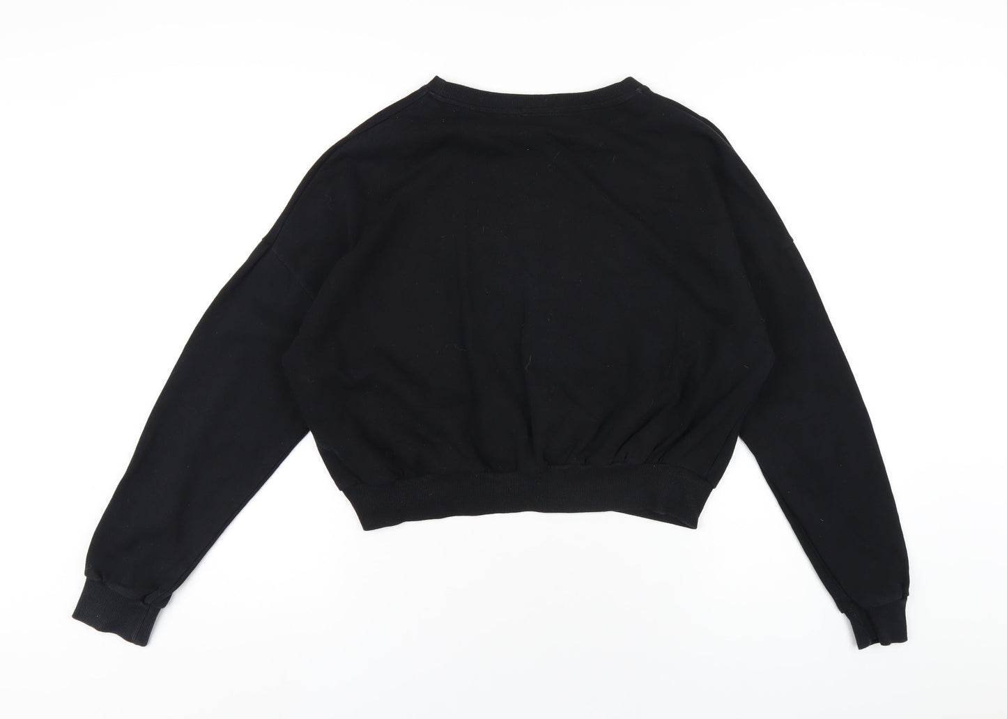 Bershka Womens Black Cotton Pullover Sweatshirt Size L Pullover