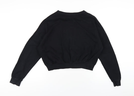 Bershka Womens Black Cotton Pullover Sweatshirt Size L Pullover
