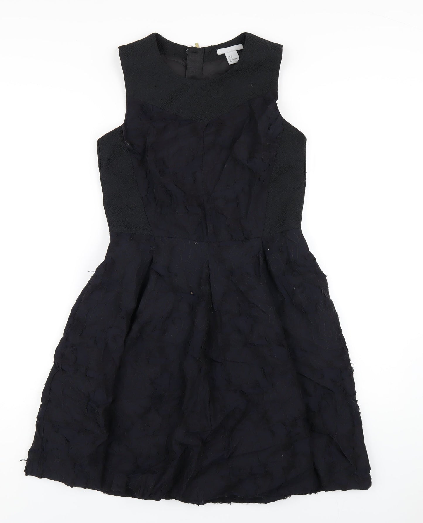 H&M Womens Black Polyester A-Line Size 10 Round Neck Zip
