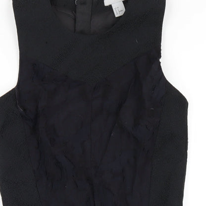 H&M Womens Black Polyester A-Line Size 10 Round Neck Zip
