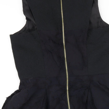 H&M Womens Black Polyester A-Line Size 10 Round Neck Zip
