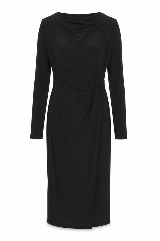 Betty Jackson Womens Black Polyester Bodycon Size 10 Boat Neck Pullover