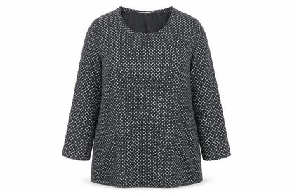Tara Womens Grey Polka Dot Polyester A-Line Size 16 Round Neck Pullover