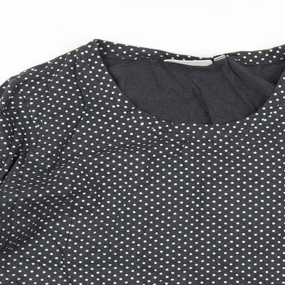 Tara Womens Grey Polka Dot Polyester A-Line Size 16 Round Neck Pullover