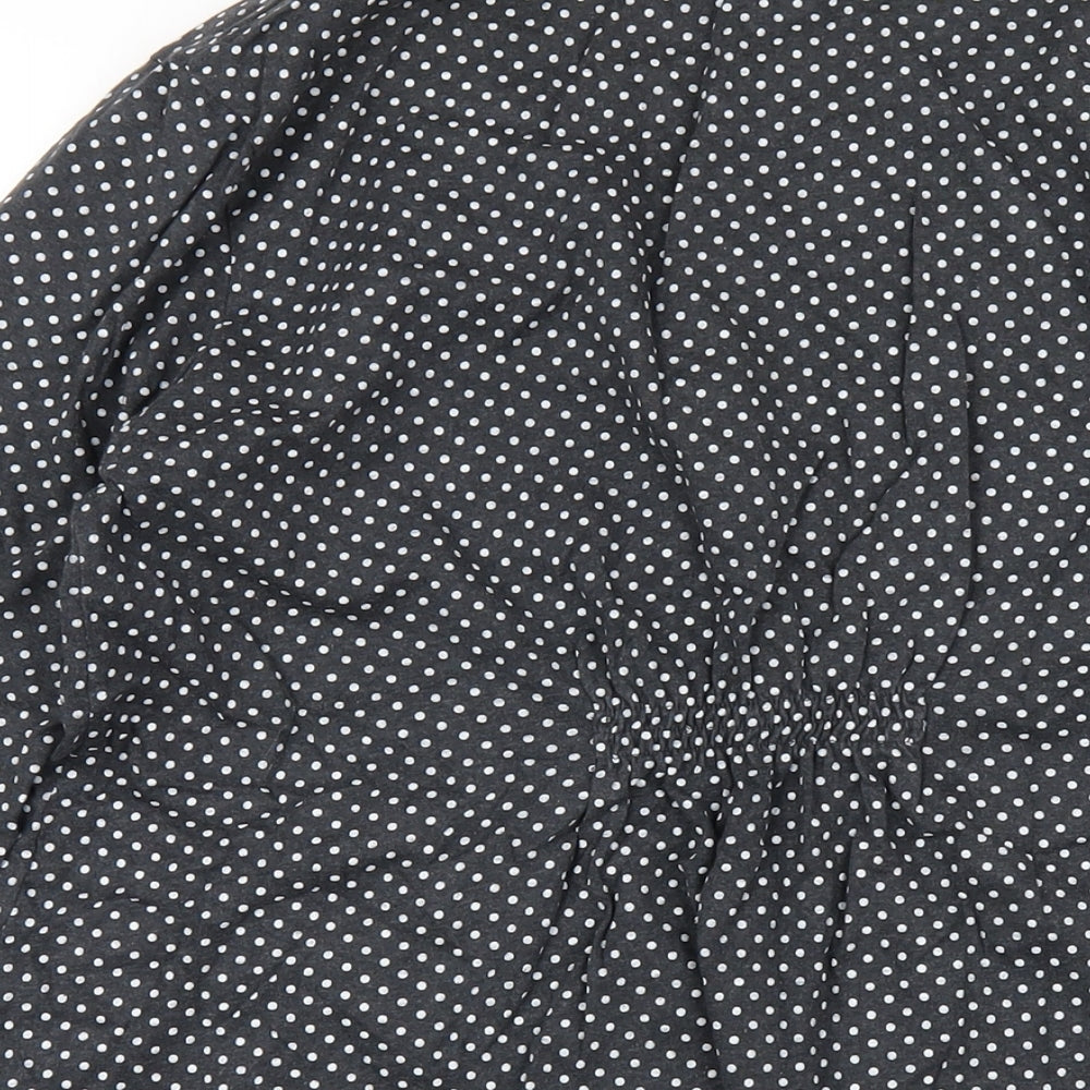 Tara Womens Grey Polka Dot Polyester A-Line Size 16 Round Neck Pullover
