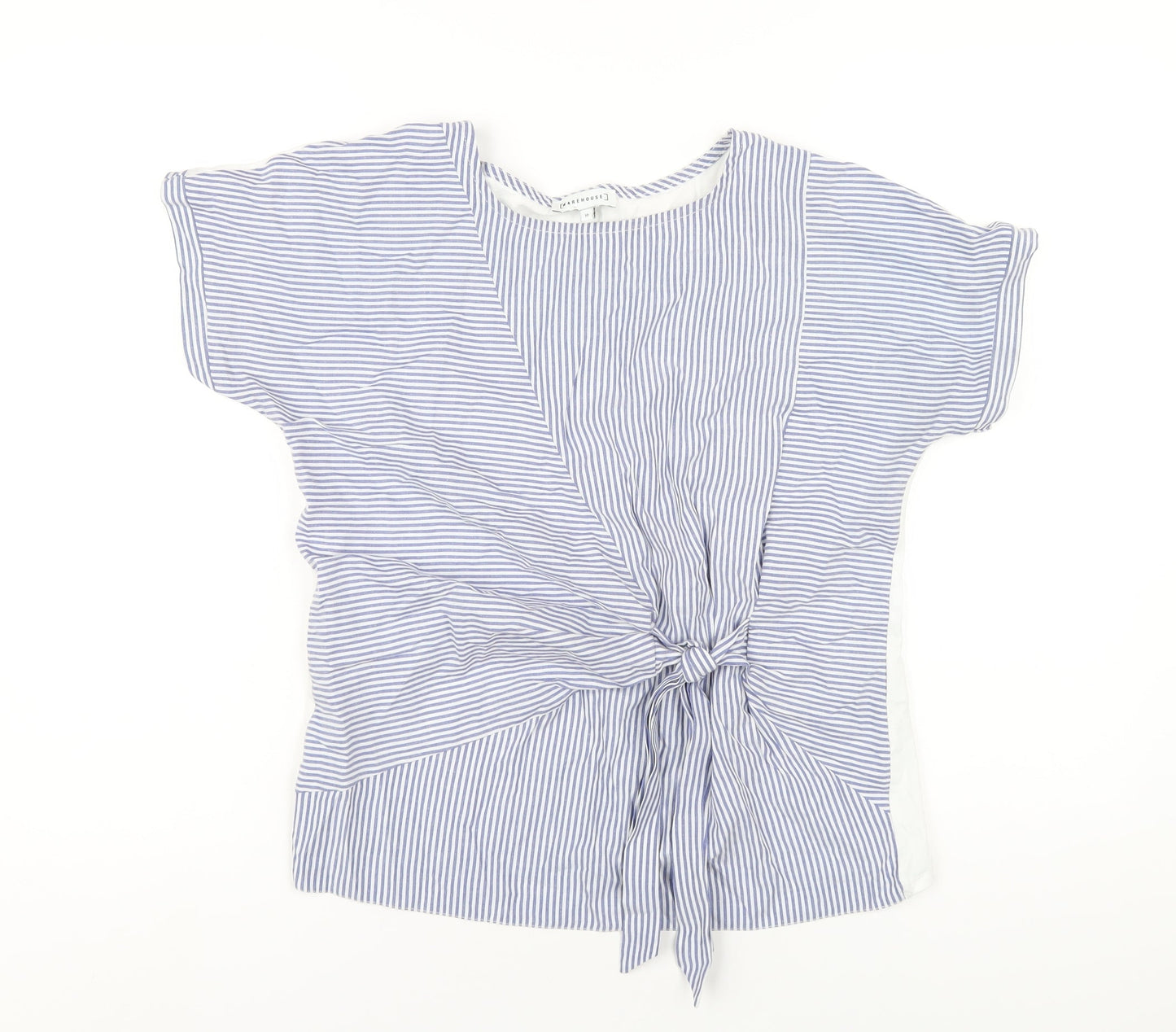Womens UK Size 10 Warehouse Blue Basic T-Shirt