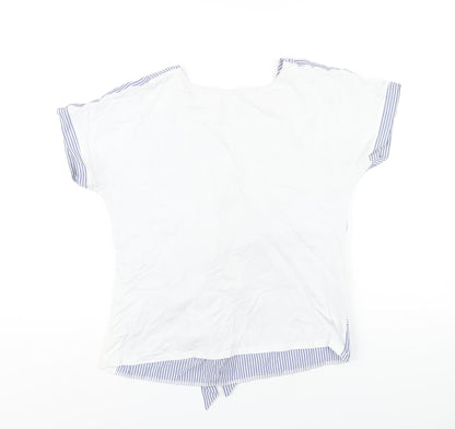 Womens UK Size 10 Warehouse Blue Basic T-Shirt