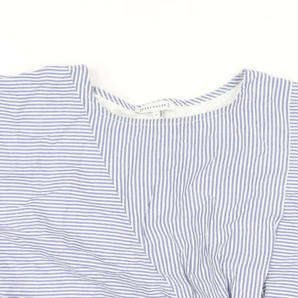 Womens UK Size 10 Warehouse Blue Basic T-Shirt