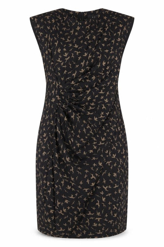 AX Paris Womens Black Geometric Nylon Pencil Dress Size 12 Round Neck Zip