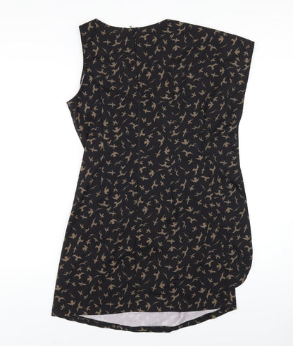 AX Paris Womens Black Geometric Nylon Pencil Dress Size 12 Round Neck Zip