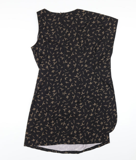 AX Paris Womens Black Geometric Nylon Pencil Dress Size 12 Round Neck Zip