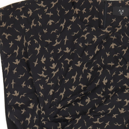 AX Paris Womens Black Geometric Nylon Pencil Dress Size 12 Round Neck Zip