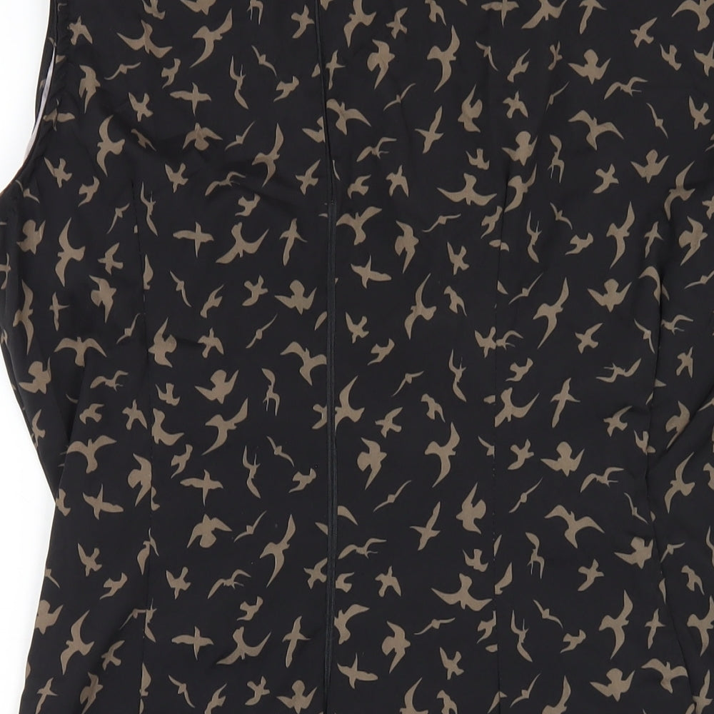 AX Paris Womens Black Geometric Nylon Pencil Dress Size 12 Round Neck Zip