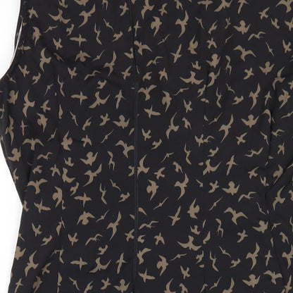 AX Paris Womens Black Geometric Nylon Pencil Dress Size 12 Round Neck Zip