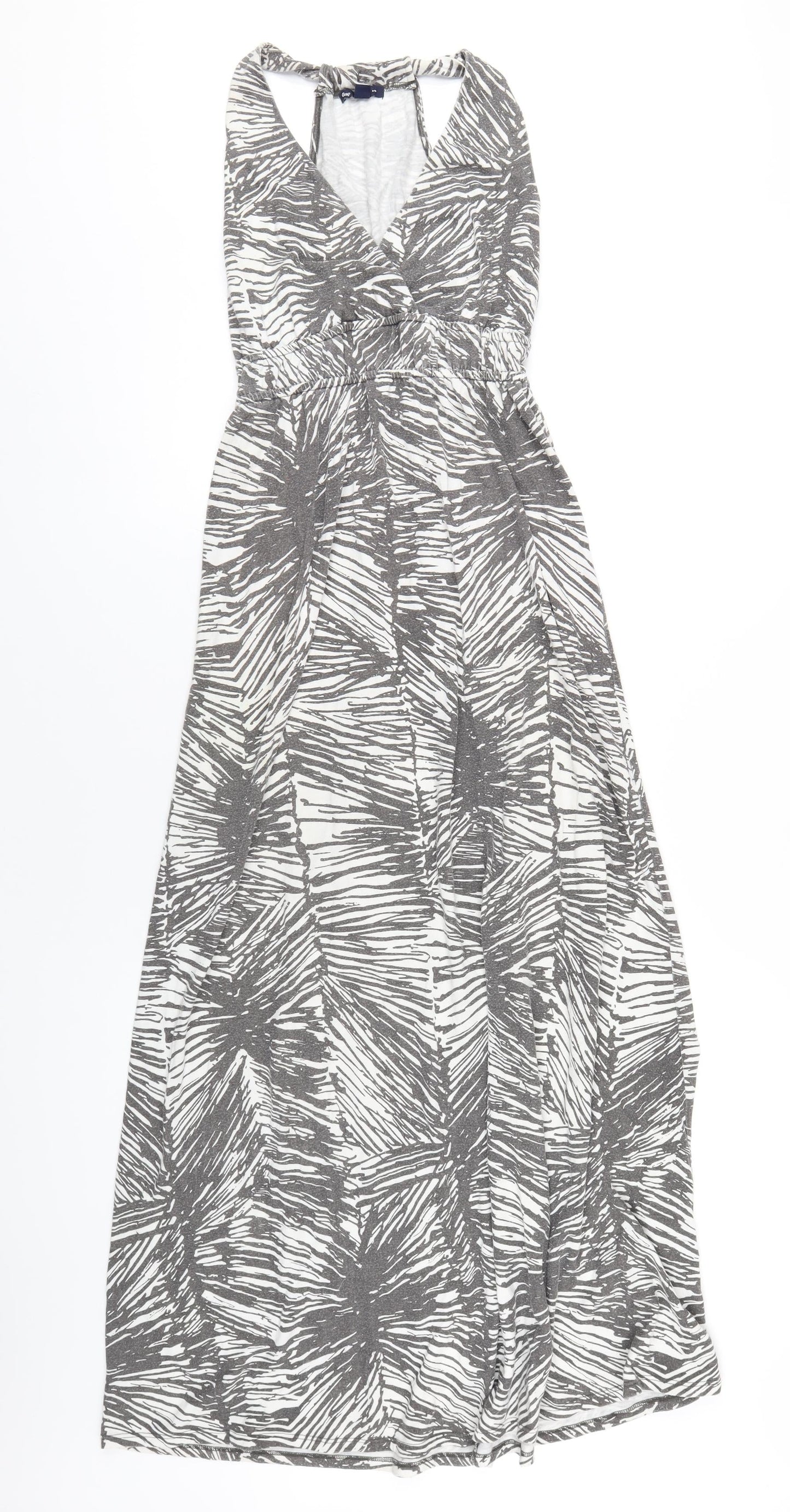 Gap Womens Grey Geometric Polyester A-Line Size S V-Neck Pullover