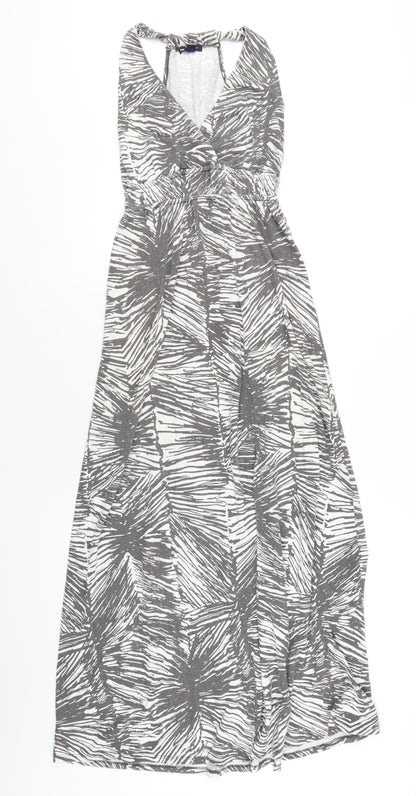 Gap Womens Grey Geometric Polyester A-Line Size S V-Neck Pullover