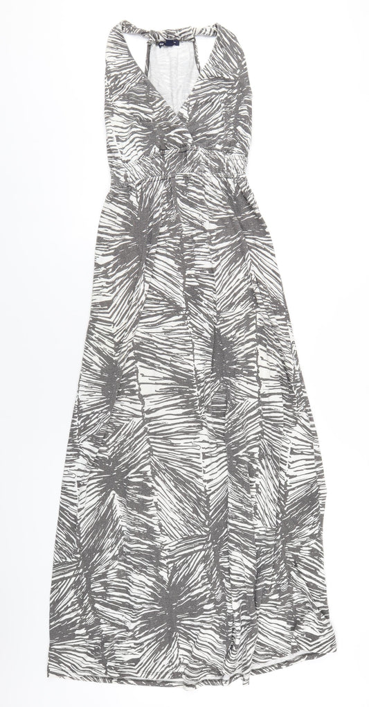 Gap Womens Grey Geometric Polyester A-Line Size S V-Neck Pullover