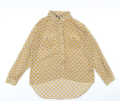 Womens UK Size 10 NEXT Yellow Basic Button-Up