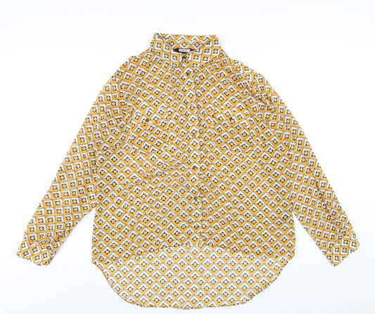 Womens UK Size 10 NEXT Yellow Basic Button-Up
