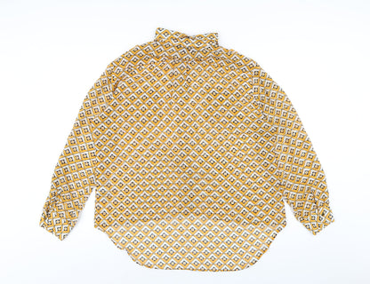 Womens UK Size 10 NEXT Yellow Basic Button-Up