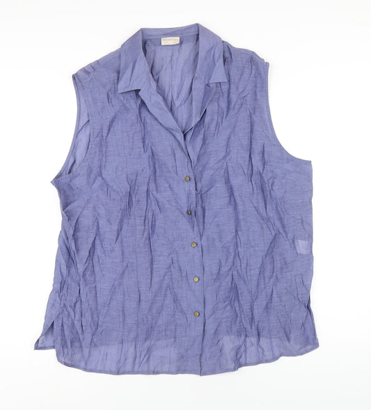 Eugen Klein Womens Blue Viscose Basic Button-Up Size 22 Collared