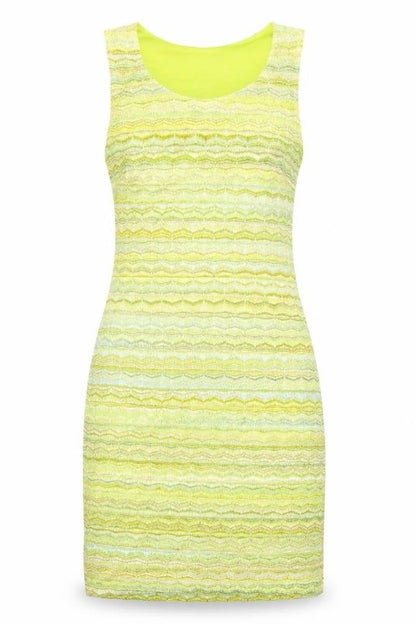 H&M Womens Green Geometric Polyester Tank Dress Size M Scoop Neck Pullover