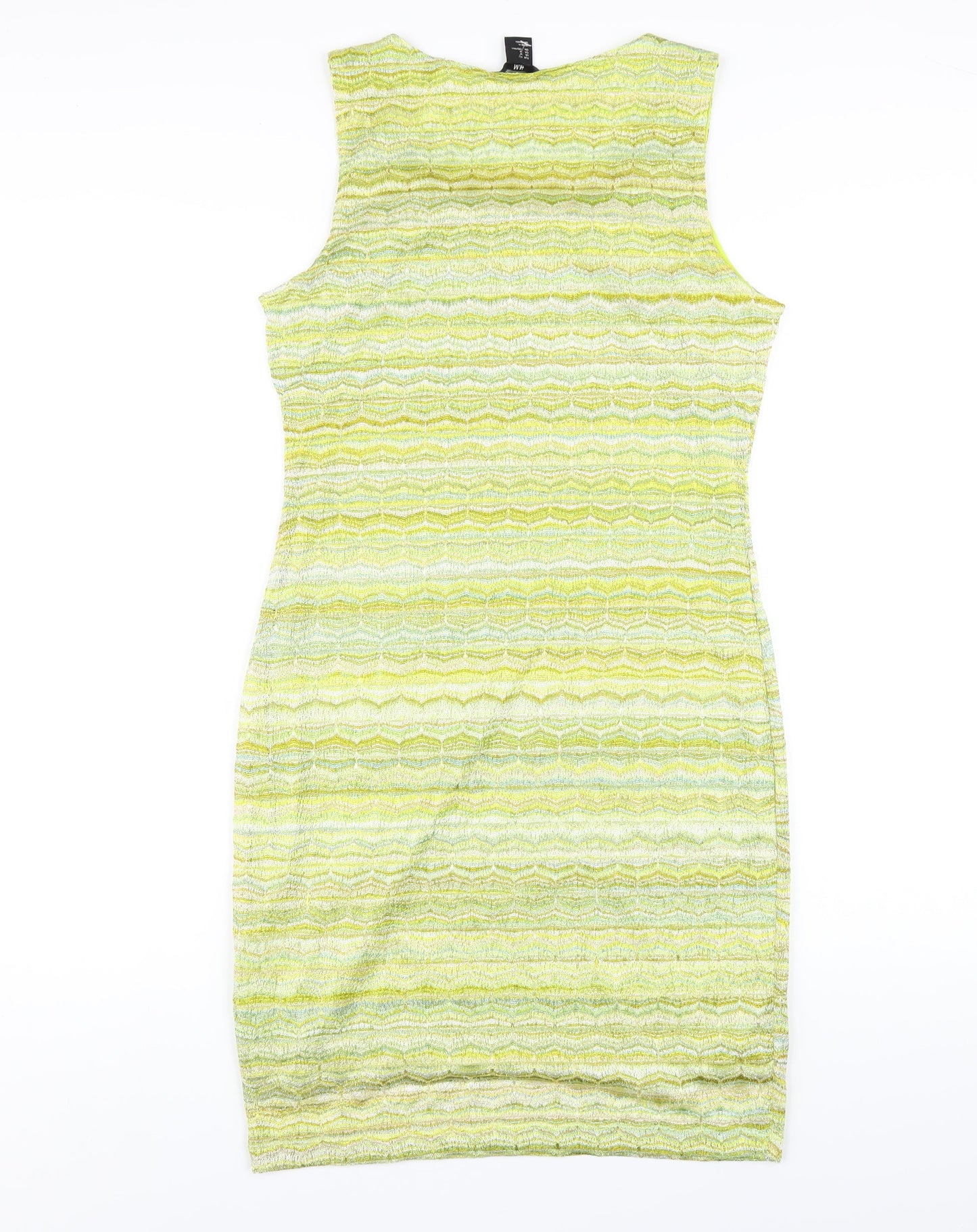 H&M Womens Green Geometric Polyester Tank Dress Size M Scoop Neck Pullover