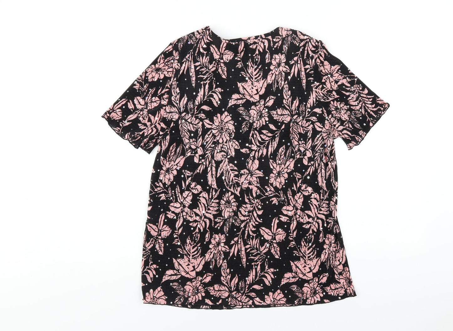 Womens UK Size 14 Afibel Black Basic T-Shirt