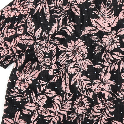Womens UK Size 14 Afibel Black Basic T-Shirt