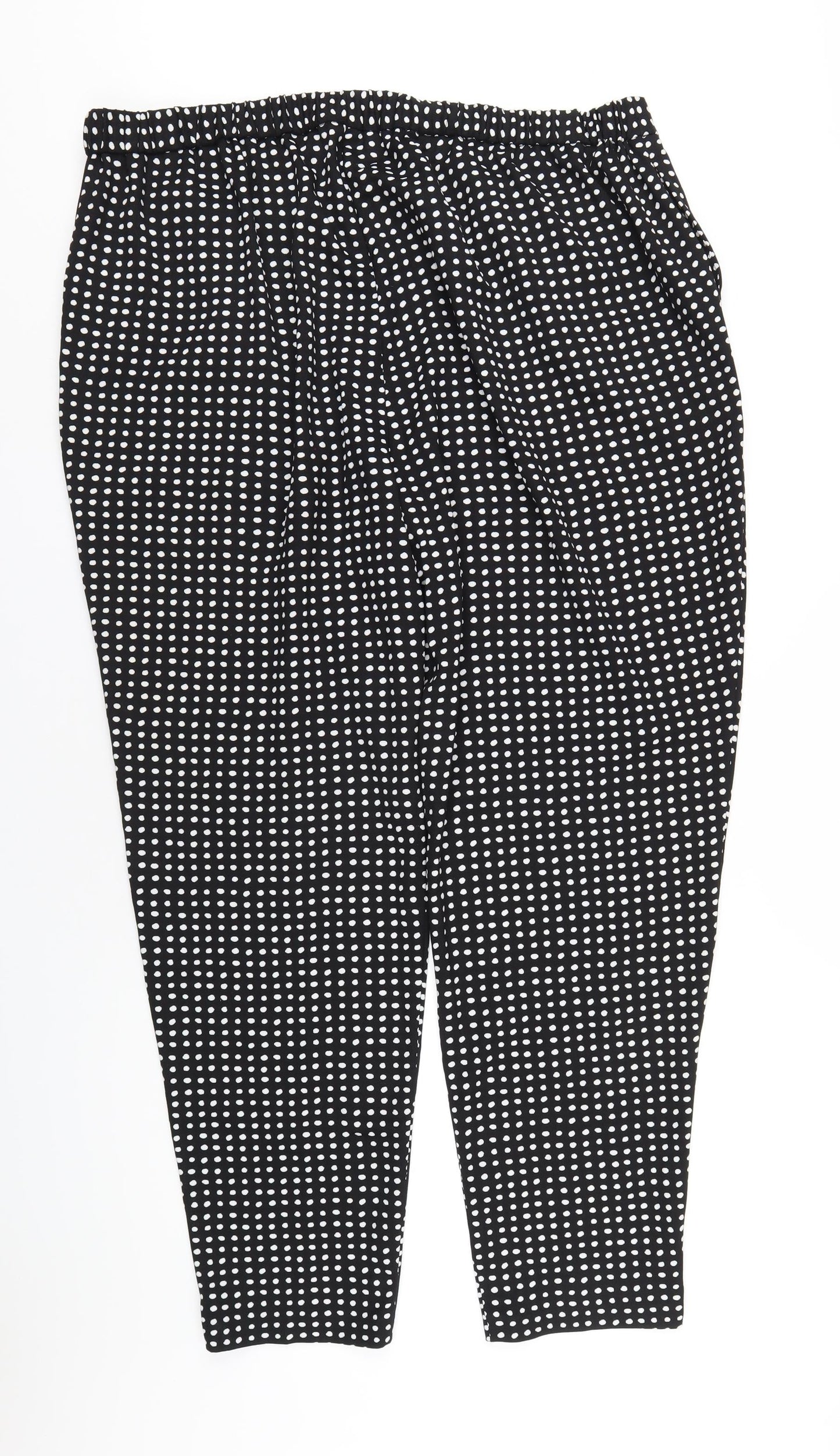 Classic Womens Black Polka Dot Polyester Trousers Size 22 L32 in Regular