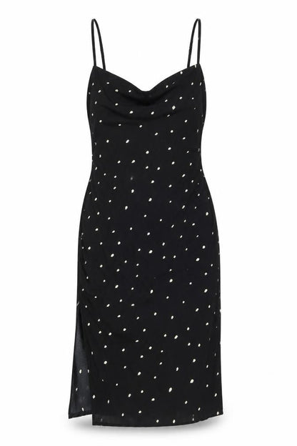 Nasty Gal Womens Black Polka Dot Polyester Bodycon Size 12 Cowl Neck Zip