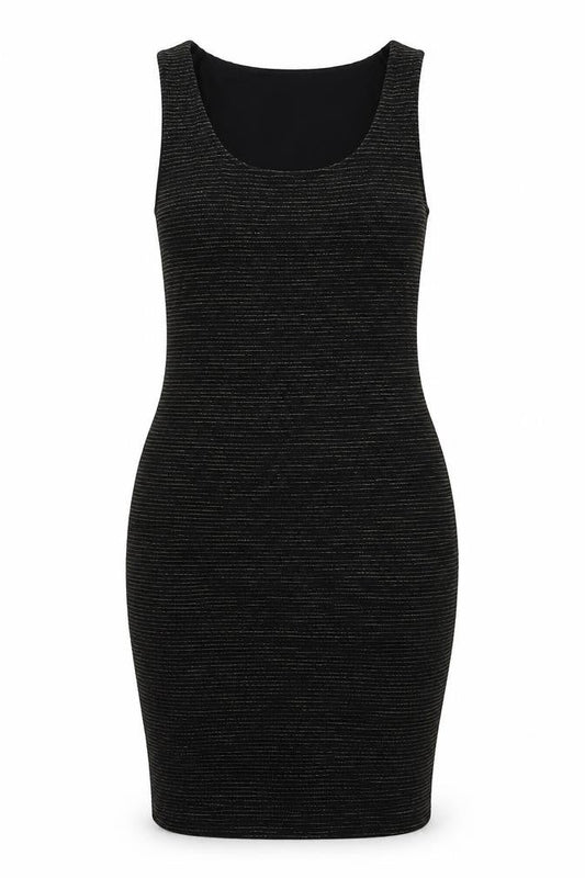 Monsoon Womens Black Striped Polyester Bodycon Size 10 Scoop Neck Zip