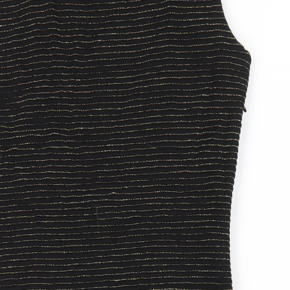 Monsoon Womens Black Striped Polyester Bodycon Size 10 Scoop Neck Zip