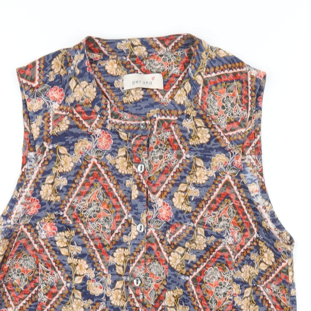 Womens UK Size 10 Per Una Multicoloured Basic Button-Up