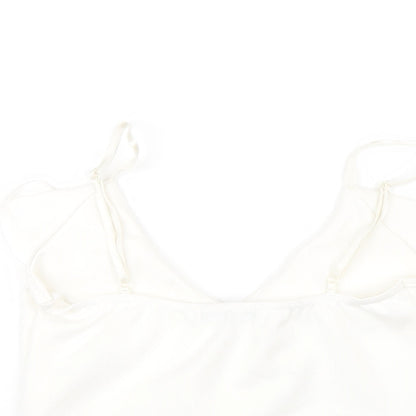 Quiz Womens White Polyester Camisole T-Shirt Size 8 V-Neck - Ruffle Neckline