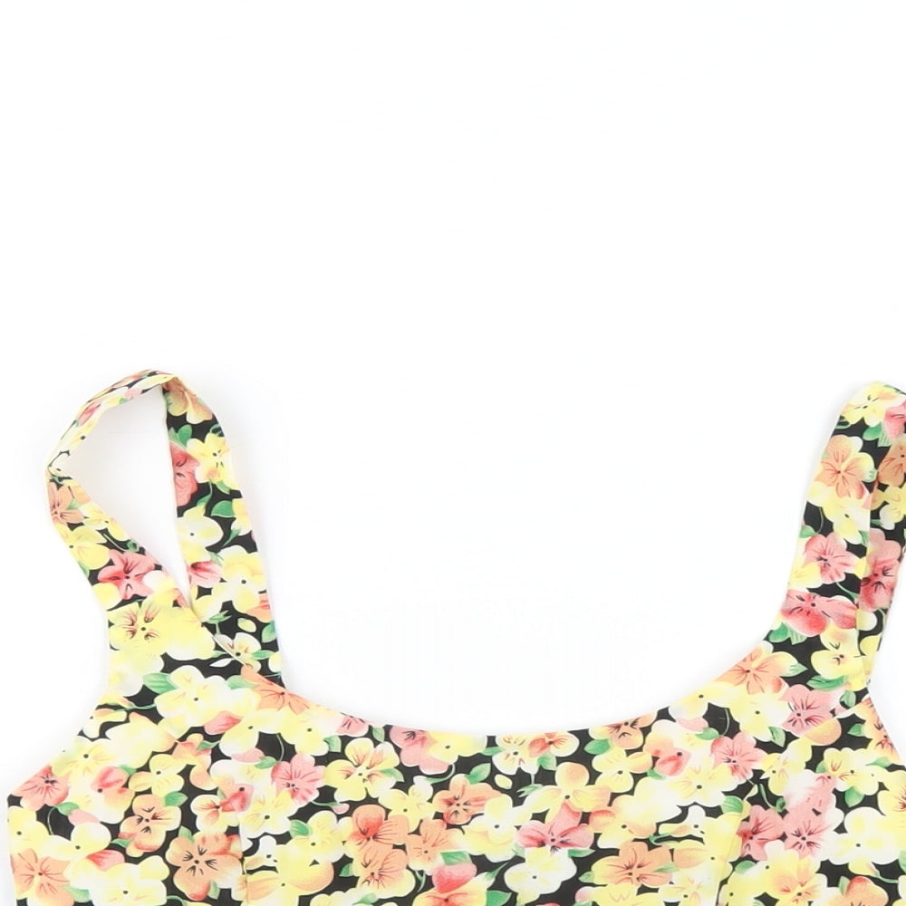 Womens UK Size 10 Gold Multicoloured Cropped T-Shirt