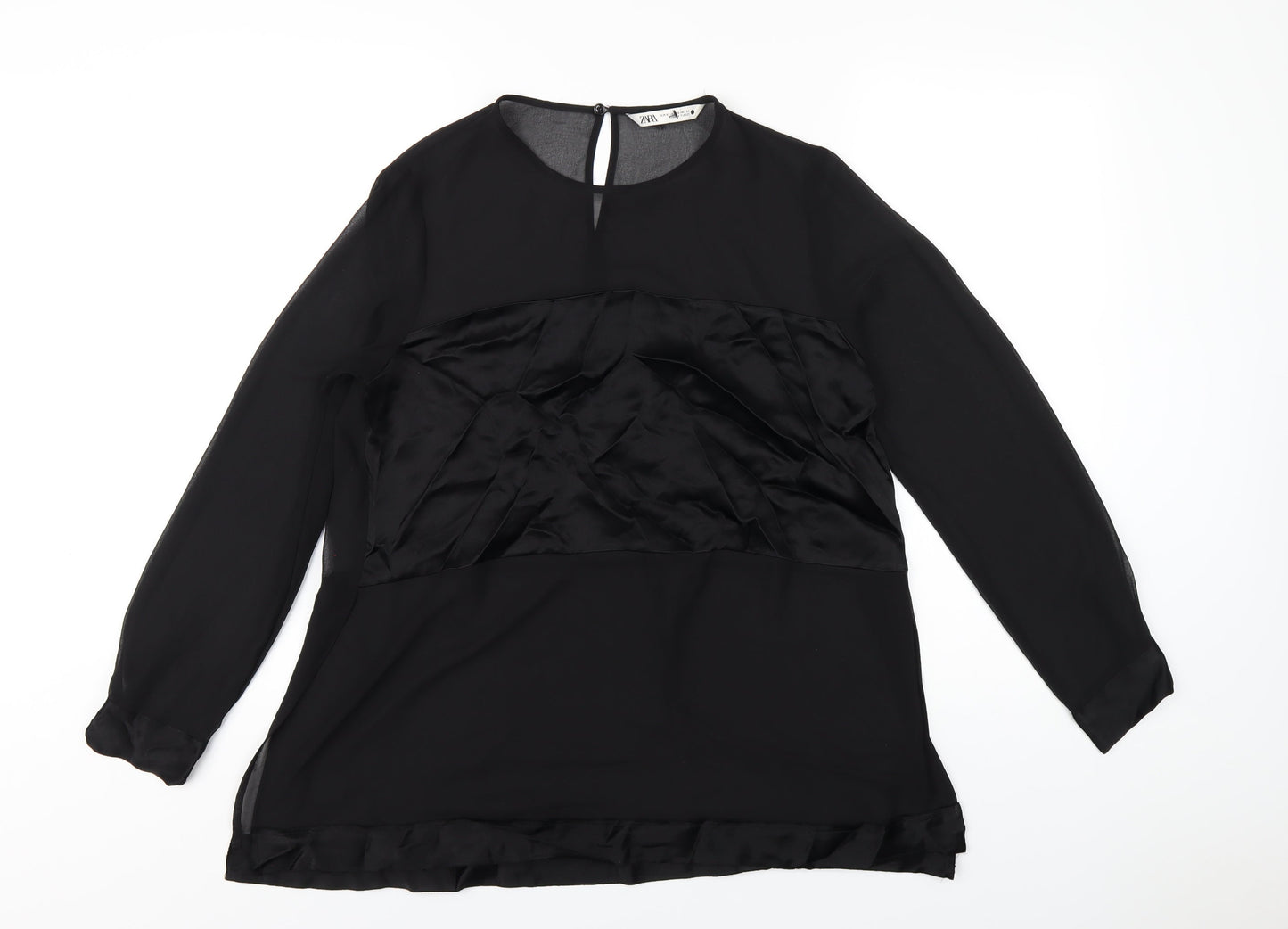 Womens UK Size XS Zara Black Basic T-Shirt