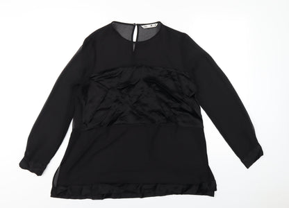 Womens UK Size XS Zara Black Basic T-Shirt